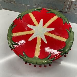 Department 56 Nautical Christmas Ceramic Cake Plate and Stand